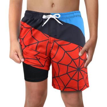 Imagem de Calção de banho infantil para meninos com forro de cueca boxer, antiat