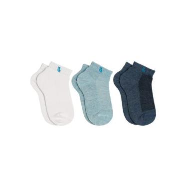 Imagem de Kit 3 Pares de Meias Infantil Cano Curto Lupo 2725-089, Azul marinho, 