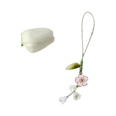 Imagem de Cordão De Telefone Com Flor De Tulipa, Chaveiro Fofo Kawaii, Cordão Cu