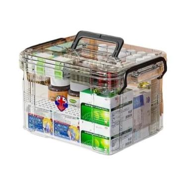 Imagem de Caixa Organizadora De Medicamentos Transparente E Reforçada Com Bandej