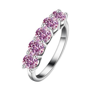 Imagem de Anel Feminino De Moissanite Branco Dourado 4mm 1.5CT Cor D, Aliança De