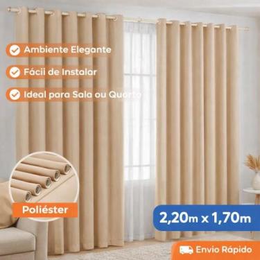 Imagem de Cortina Sala Quarto Poliéster 2,20 x 1,70 Com Ilhós Moderna - GABY ENX
