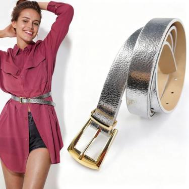 Imagem de Cinto Feminino Ajustável Fivela Metal material sintético Social Casual