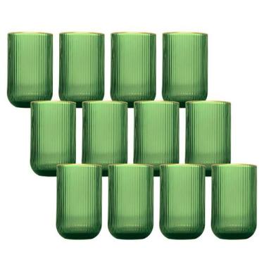 Imagem de Jogo 12 Copos De Vidro Versalhes Verde Borda Dourada 420ml - CLICK HOU