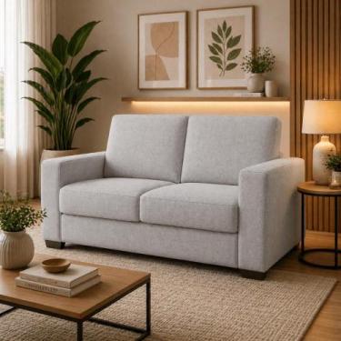 Imagem de Sofá Namoradeira 2 Lugares Moderno Sala Confortável Recepção Linho Cor