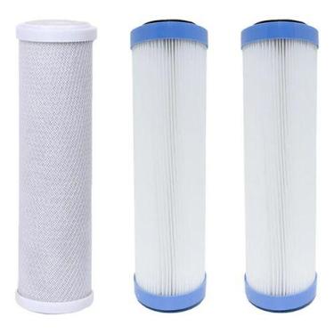Imagem de Kit 2 Refil Água Plissado Lavável + 1 Carbon Block 9 3/4  Branco - Roy
