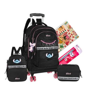 Imagem de Kit Mochila Escolar Juvenil Rodinhas Disney Stitch Original 2026 - lux