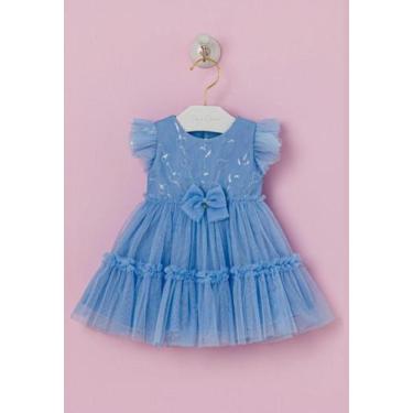 Imagem de Vestido Bebê Azul Infantil Menina Petit Cherie, G, Azul