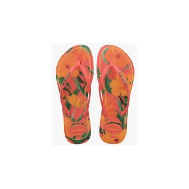 Imagem de Chinelo Slim Tropical Logo Havaianas 021073, Laranja, 38