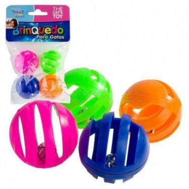 Imagem de Brinquedo para Gatos Bola Plástico com Guizo - Pct 04 Un - The Pets Br