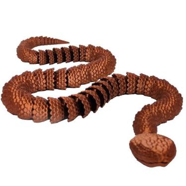 Imagem de Cobra Articulada Boca Abre 55 cm Impressão 3d Decoração Geek Cor Bronz
