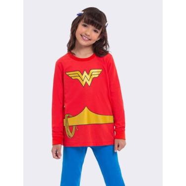 Imagem de Pijama Manga Longa Slimfit Mulher Maravilha - Veggi, Vermelho, 12, Men