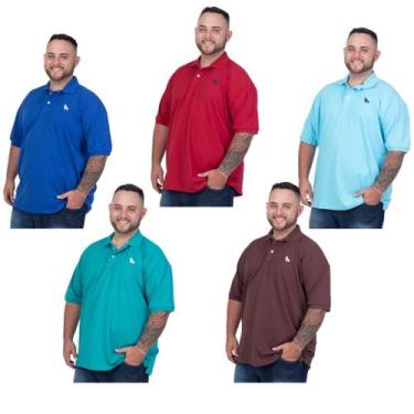 Imagem de kit 5 camisa gola polo masculino plus size G1 G2 G3 especiais grandões
