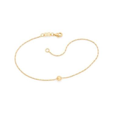 Imagem de Tornozeleira Rommanel Bola Diamantada Fol Ouro 18k 550352, 23, Dourado