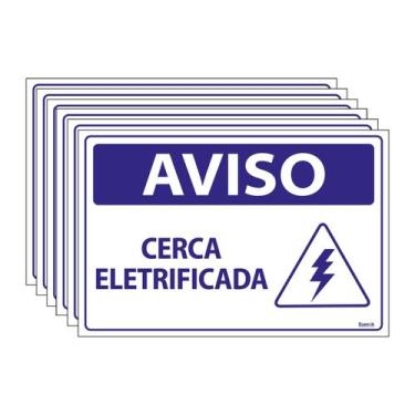 Imagem de Combo 6 Placas De Sinalização Aviso Cerca Eletrificada 30x20 Ecom IA -