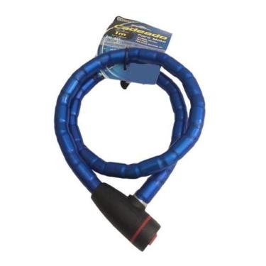 Imagem de Cadeado Trava de Bicicleta Moto com 2 Chaves 1m x 18mm - KOPECK, Azul