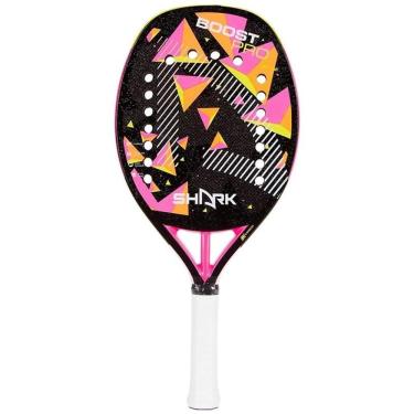 Imagem de Raquete de Beach Tennis Bt Boost Pro 21mm Carbono 3k EVA Soft Grey Rosa Shark Pró