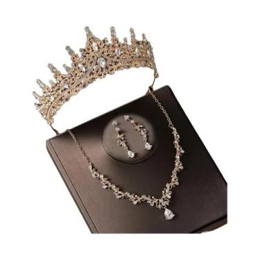 Imagem de Conjunto Clássico De Joias De Casamento Femininas: Colar, Brincos E Ti