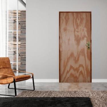 Imagem de Kit Porta de Madeira 210x80cm Batente 14cm Fechadura Golf Rodam Abertu