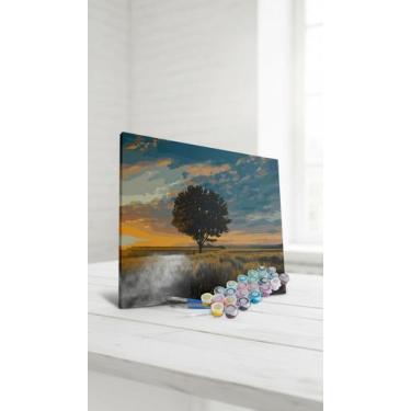 Imagem de Kit Pintura Numerada Terapêutica Árvore Pôr do Sol - Congratulations S