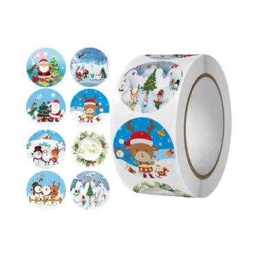 Imagem de Adesivos Redondos De Natal De 1 Polegada, 500 Unidades, Etiquetas De F
