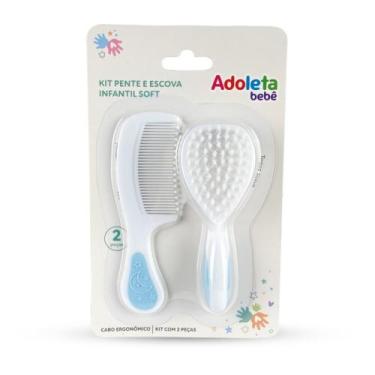 Imagem de Kit de escova e pente infantil soft azul adoleta - Cajovil