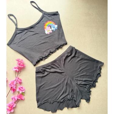 Imagem de Pijama Feminino Suede Sublimado DTF Tamanho:MCor:Preto Est. Ursinhos C