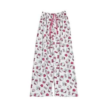 Imagem de Calças de Pijama Hello Kitty Anime Cartoon Sanrio para Casal, Roupas d