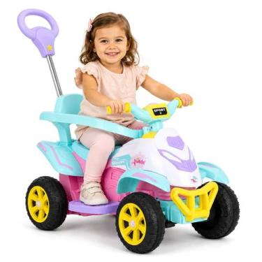 Imagem de Carrinho Passeio Elétrico 6V Quadriciclo Infantil Com Empurrador Motoq