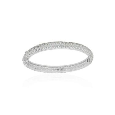 Imagem de Bracelete com Três Fileiras de Zircônias Aquamarine Banhado a Ródio Br