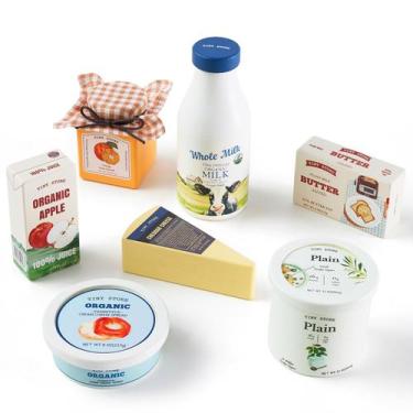 Imagem de Conjunto de Laticínios e Bebidas Tiny Land com 7 Peças em Madeira
