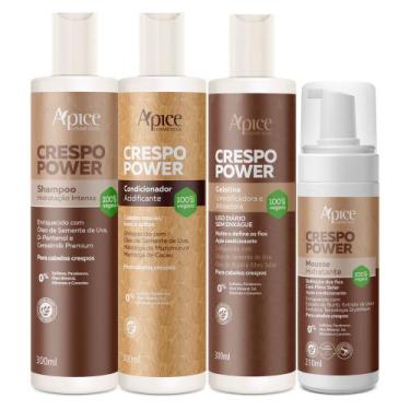 Imagem de Kit Ápice Cosméticos Crespo Power Shampoo, Condicionador, Gelatina e M