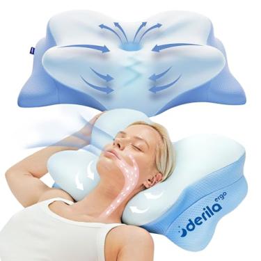 Imagem de Derila ERGO Travesseiro Cervical de Pescoço – Travesseiro Contour em Memory Foam para Dormir de Lado ou de Costas, Compacto para Casa e Viagem (54 x 36 x 12 cm)