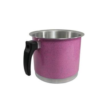 Imagem de Canecão Fervedor Leiteira Rosa de Alumínio Repuxado 18cm - Panela de F
