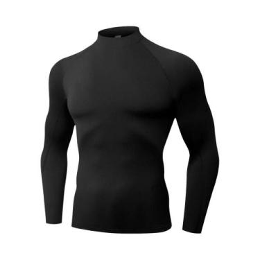 Imagem de Camiseta Térmica Masculina Slim Fit De Manga Longa Com Gola Alta E Com