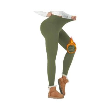 Imagem de Leggings Térmicas Femininas De Cintura Alta Forradas Com Fleece, Calça