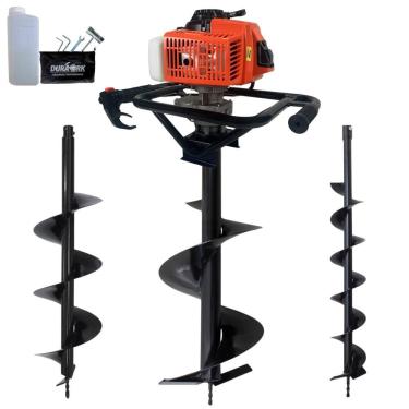 Imagem de Perfurador de Solo Motorizado Duratork DPS623M com 3 Brocas 10 20 e 30cm Laranja Bivolt