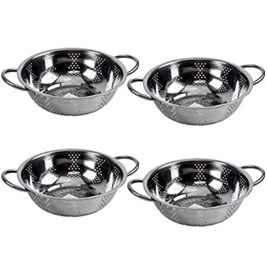 Imagem de Kit 4 Escorredor Inox Arroz Macarrão Peneira de Cozinha 25cm