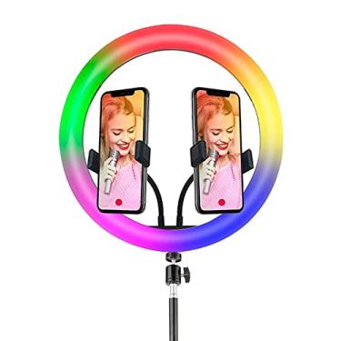 Imagem de Luminária portátil USB Ring Light Color 12 polegadas, tripé e 2 adaptadores p/Smartphone