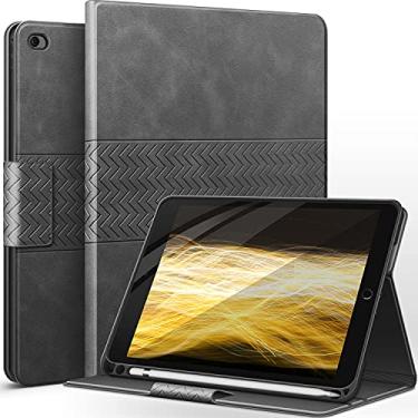 Imagem de auaua Capa para iPad Mini 5 2019 / Mini 4 7,9 polegadas com suporte para lápis, Cosure magnético, hibernar/despertar automático, couro vegano (cinza)