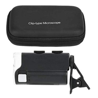 Imagem de GLOGLOW Lupa de microscópio de encaixe, Ampliação universal de 60 a 100x, com luz LED e raios UV, observando pequenos objetos (bateria não incluída)