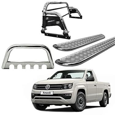 Imagem de Kit Quebra Mato+Estribo CHAPA +Santo ANT. H3 AMAROK CS CROMO