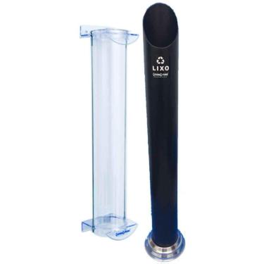 Imagem de Kit Dispenser Acrílico Fure Agua + Lixeira Preta Para Copo