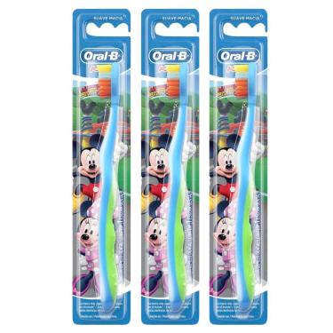 Imagem de Kit 3 Escova Dental Infantil Oral-b Stages Mickey