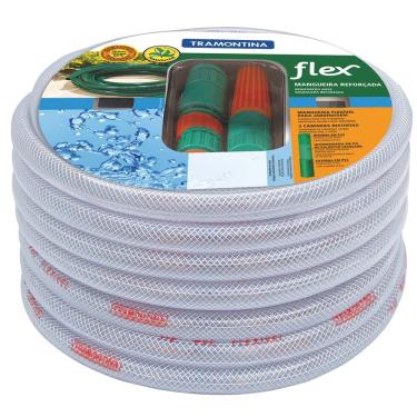 Imagem de Mangueira Tramontina Flex de 1/2" para Jardim com Engates Rápidos e Esguicho - 20m - Gelo