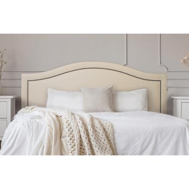 Imagem de Cabeceira Casal Curva 140x60cm Suede Off White - Fumê
