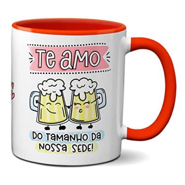 Imagem de Caneca Namorados Te Amo Do Tamanho Da Nossa Sede De Cerveja (Vermelha)