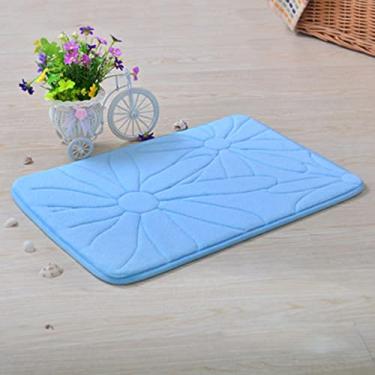 Imagem de Tapete de banheiro de espuma de memória absorvente super confortável macio antiderrapante veludo coral tapete de banheiro fácil de secar na máquina tapete de banheiro, azul 1 40 x 60 cm