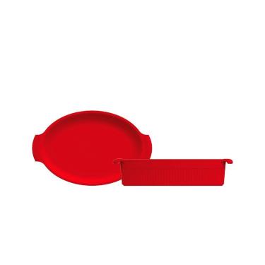 Imagem de Forma Oval G de Porcelana Vermelho Assar e Servir Germer