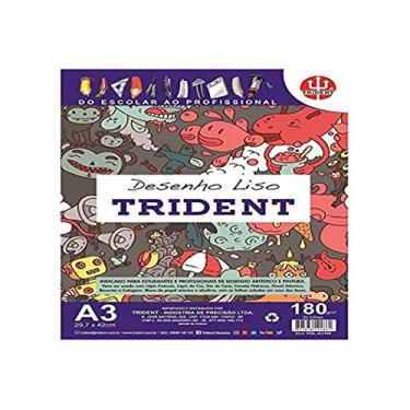 Imagem de Papel Desenho Liso, 180 g/m² A3, Branco, 42 x 29.7 cm, 30 Folhas, Trident, PDL-A3180I